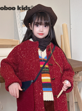 墨宝童装 MoobooKids_五彩缤纷马甲+彩点牛角扣毛衣 中大童修身冬