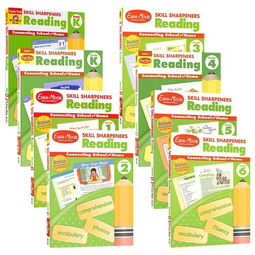 全年级英语阅读 Evan Moor Skill Sharpeners Reading Prek-G6 美国加州幼儿园小学教材教辅 技能铅笔刀系列练习册 英文原版进口