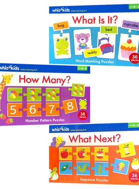 Whiz Kids Number Pattern Sequence Word Puzzle 3-6岁 儿童益智拼图游戏礼盒 数字启蒙 排序 单词配对 提升逻辑思维 英文原版