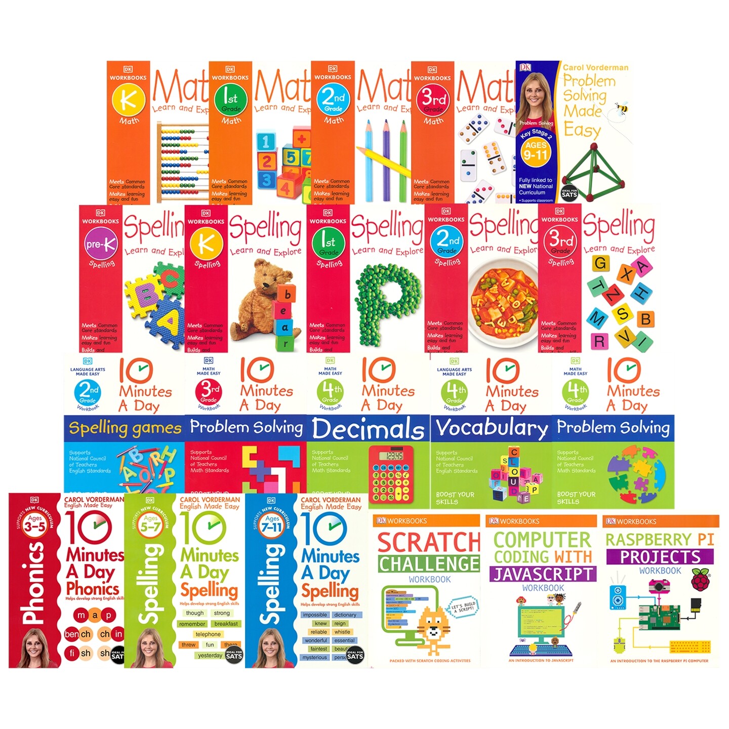 DK 数学英语电脑编程练习册 Math English Computer Coding Workbooks 幼儿园小学教辅 自然拼读 乘除法 Scratch树莓派 英文原版