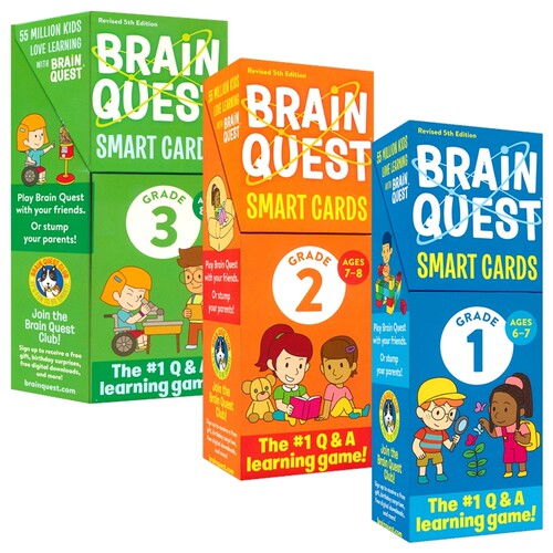 Brain Quest Grade 1-3 美国知识问答卡片 大脑任务 英语互动问答游戏 锻炼阅读理解能力和口语能力 小学1-3年级套装 英文原版进口