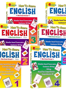 Casco How To Score English New Exam Format Primary 1-6 新加坡 小学英语考试模拟题 1-6年级  PSLE 测试卷   英文原版进口图书