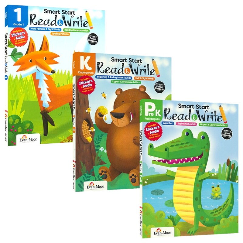 Evan Moor Smart Start Read & Write 美国加州教辅 聪慧启蒙系列英语有声阅读和写作练习册 学龄前幼儿园一年级 英语启蒙 有音频