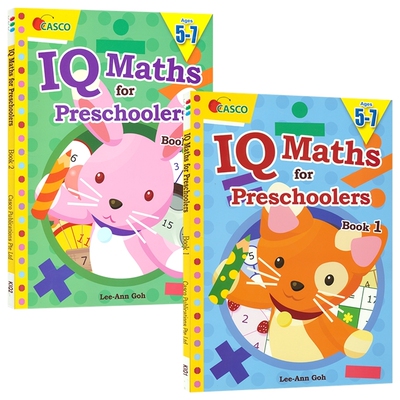 Casco IQ Maths for Preschoolers 新加坡数学 幼儿智力数学 2册  数学谜题 思维开发 兴趣培养 幼儿园数学练习册  英文原版进口