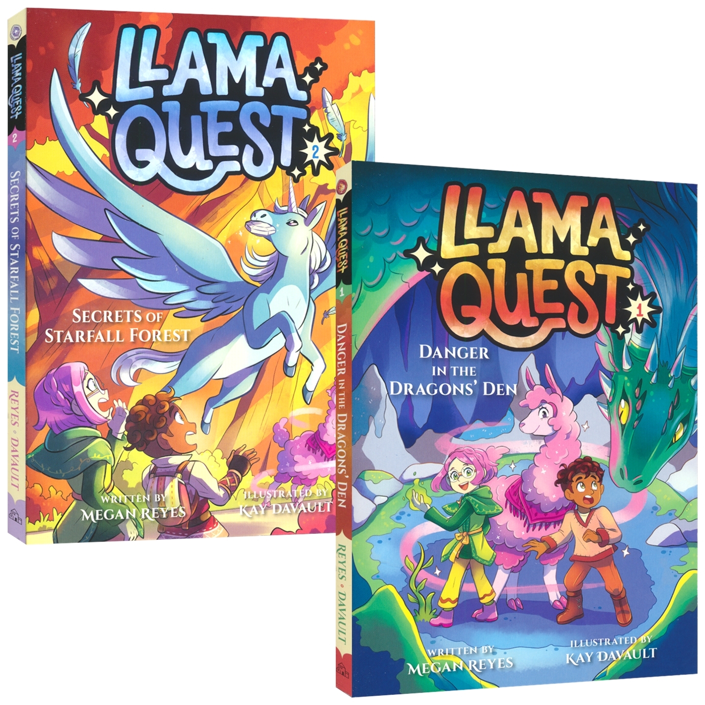 Llama Quest Danger in the Dragons' Den 羊驼拉玛的任务系列2册 奇幻冒险章节桥梁故事书 Megan Reyes 英文原版进口儿童图书