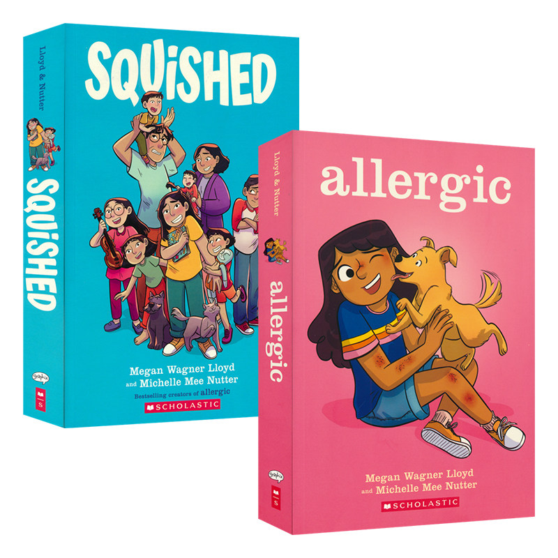 英文漫画小说 Squished 拥挤 Allergic 过敏 青少年成长故事 中小学英语课外读物 英文原版进口儿童图书