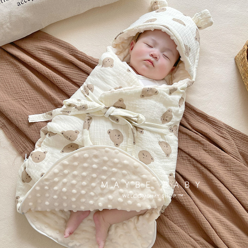 韩国ins宝宝产房抱被初生婴儿豆豆棉安抚包被加厚棉襁褓包新生儿