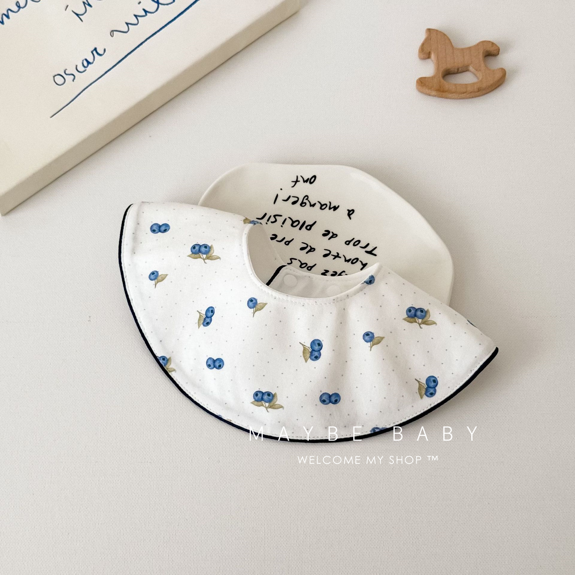 韩国ins儿童滚边口水巾婴儿a类棉围嘴新生儿宝宝口水围兜防水