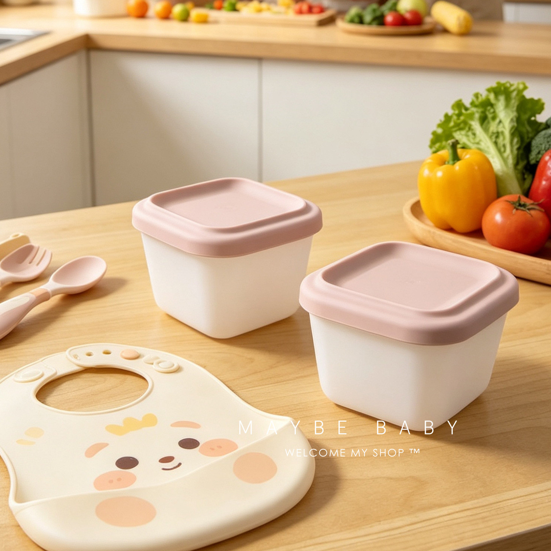 韩国ins婴幼儿硅胶喂养辅食盒密封保鲜盒食品级便携零食储存盒