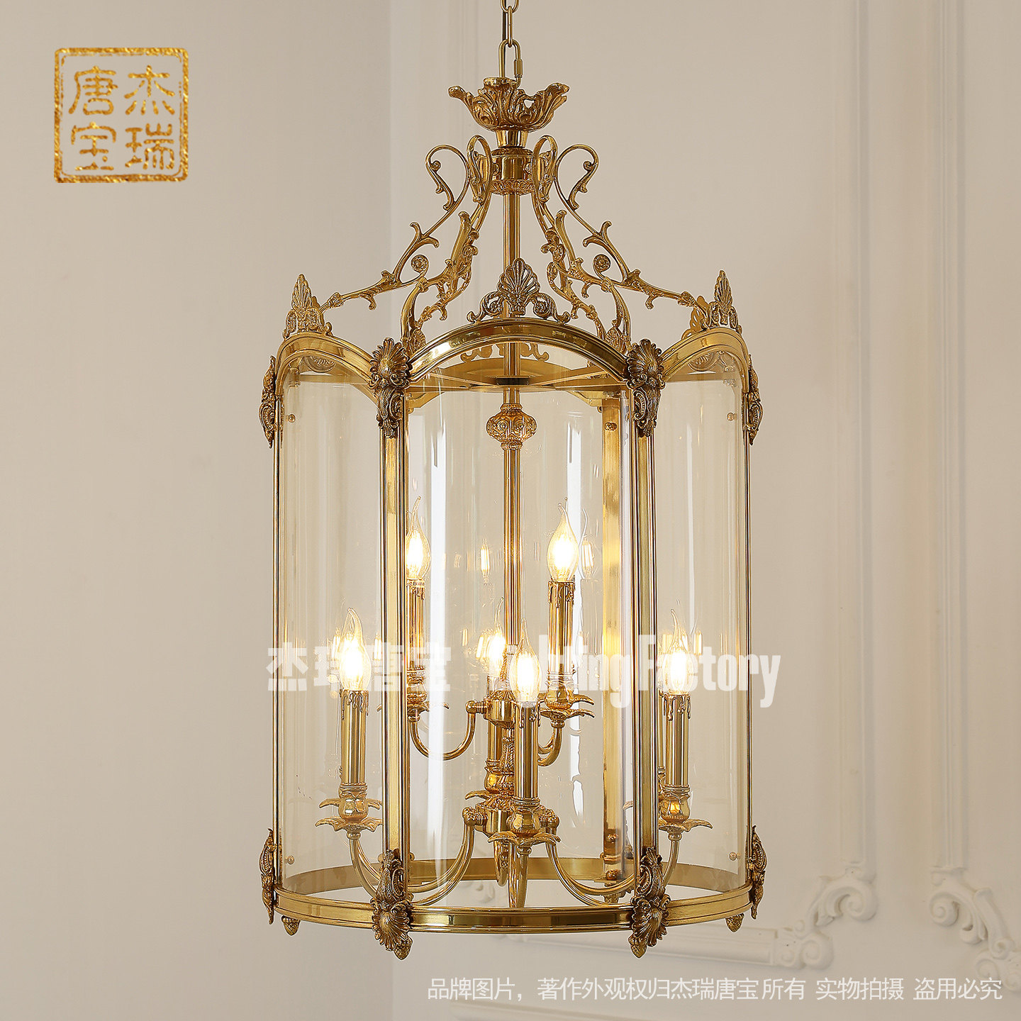 法式吊灯玄关阳台入户灯欧式奢华走廊过道别墅复古脱蜡全铜灯具