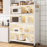 Кухонная стойка дома пыль углеродная сталь хранение микроволновая печь шкаф Многопрофессиональная плита хранение белый шкаф