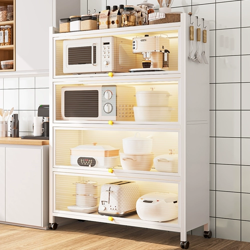 Кухонная стойка дома пыль углеродная сталь хранение микроволновая печь шкаф Многопрофессиональная плита хранение белый шкаф