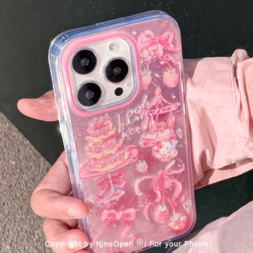 渐变草莓蛋糕适用苹果手机壳