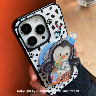 九点半复古甜酷黑白斑点狗狗情侣适用于苹果17promax 15pro全包磁吸卡通边防摔保护套 16PM手机壳iPhone17Pro