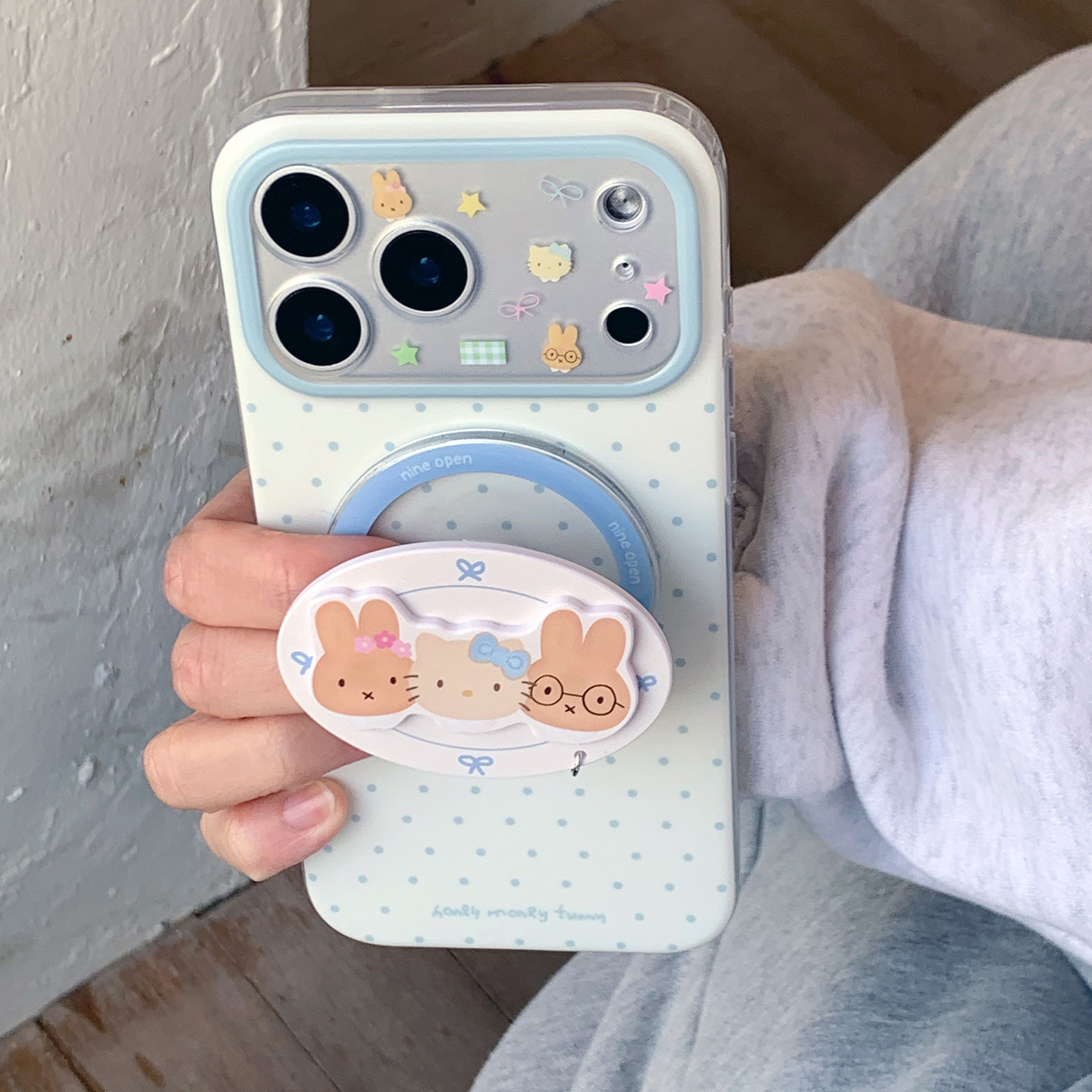 九点半ins风奶蓝色饼干兔兔猫咪磨砂适用于苹果17ProMax手机壳iphone17Pro/16ProMax/15粉色少女心全包保护套