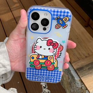 九点半可爱卡通开车车猫猫蓝色适用苹果17ProMax手机壳iphone17Pro 15磨砂全包双层磁吸手机保护套 16ProMax