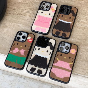 九点半ins风磨砂珍珠KT猫咪适用于苹果17promax 15pro全包金属镜面磨砂防摔保护支架 16PM手机壳iPhone17Pro