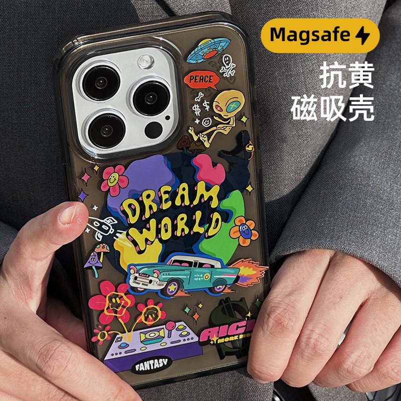 九点半原创透黑精孔全包星球猫咪卡通可爱适用于苹果18promax/17PM手机壳iPhone16Pro保护套磨砂情侣防摔壳