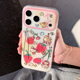 九点半双层晕染鎏金草莓蛋糕派kt喵适用于苹果17ProMax手机壳iphone17Pro 15可爱少女心全包保护套 16ProMax