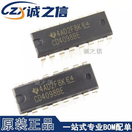 CD4098BE DIP-16 直插 现货供应 CMOS双单稳态多谐振荡器逻辑芯片