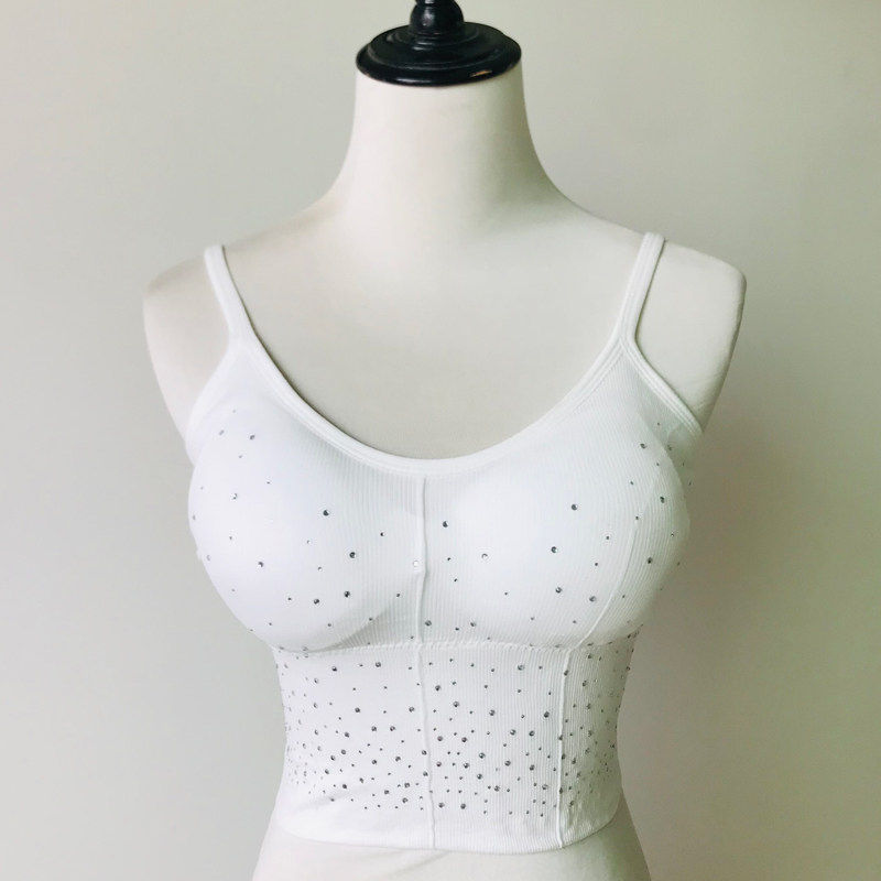 肚皮舞上衣新款春夏舞蹈文胸带胸垫练功服打底内衣裹胸吊带2023女