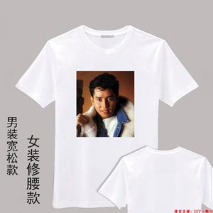 T恤衫谭咏麟周边图片情侣装夏装圆领短袖男女款白色打歌服应援服