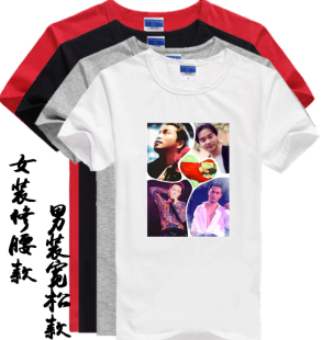 张国荣白色T恤短袖拼图周边纪念衫图片创意休闲情侣装夏装男女款