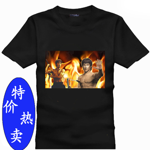 李小龙双截棍图案纪念品服装黑色男女T恤周边同款签名衣服DIY定制