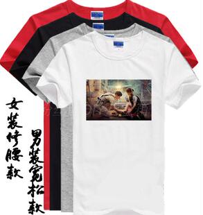 宋仲基图片创意休闲情侣装夏圆领短袖男女款白色宋慧乔应援服T恤