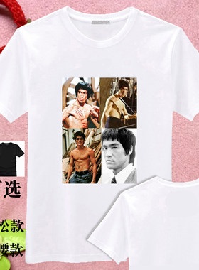 李小龙头像肌肉男T恤图案DIY定制男女款纯棉童装宝宝小朋友成年衫