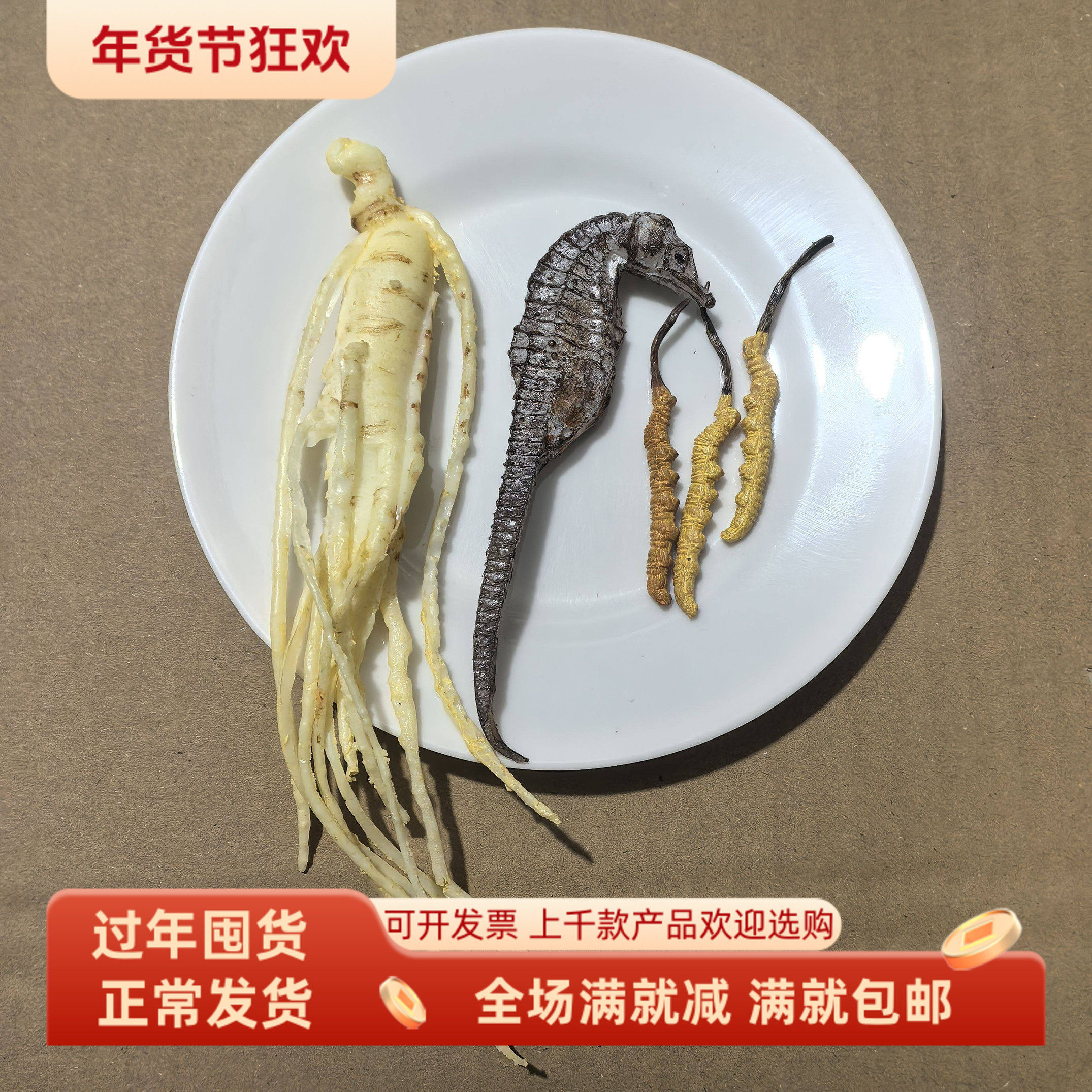 仿真珍稀名贵中药材标本模型海马人参冬虫夏草假道具科普宣传摆件