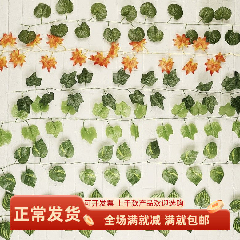 仿真植物西瓜绿萝地瓜海棠花红枫叶葡萄叶藤条家庭院子饭店装饰品