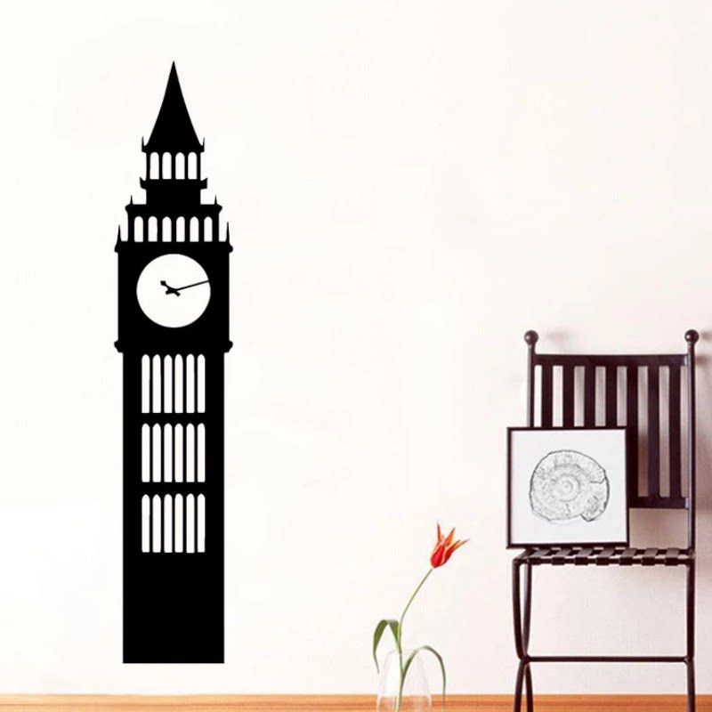 大本钟背景墙房间卡通欧式建筑客厅书房卧室墙面美化装饰墙贴特惠