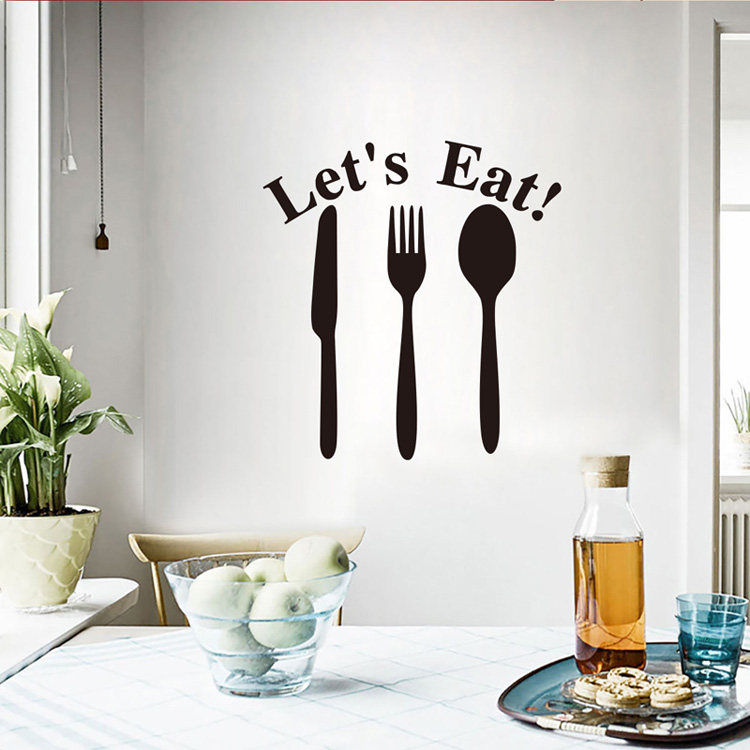 卡通刀叉西餐厨具厨房餐厅移门优质人气个性文字墙贴画冰箱贴柜门