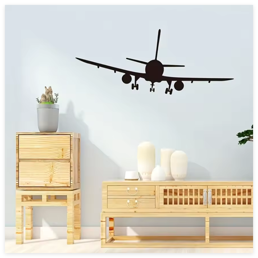 飞机科技剪影雕刻美化装饰墙贴画儿童房卧室自粘橱窗玻璃贴纸特惠