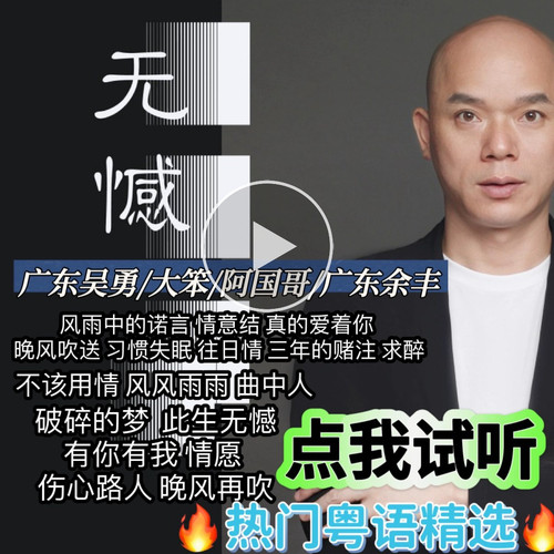 广东吴勇此生无憾破碎的梦大笨阿国哥粤语流行热门慢歌CD碟片U盘