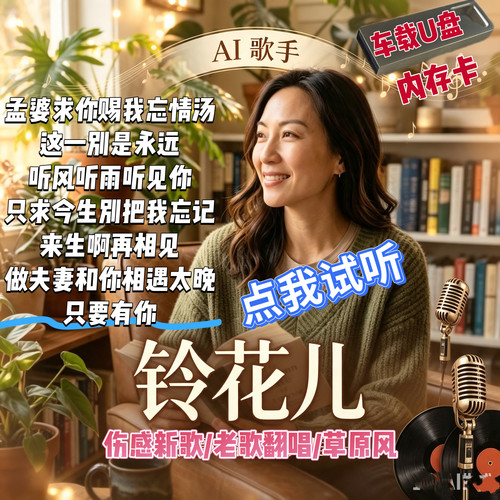 铃花儿伤感专辑汽车载USB优盘TFSD内存卡新歌老歌翻唱草原风女声