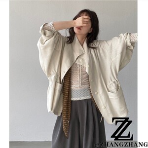 莱赛尔亚麻风衣女中长款抽褶收腰