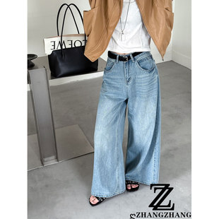 高腰拖地裤 韩系宽松显瘦阔腿牛仔裤 显高显瘦女 春夏新款 自留款