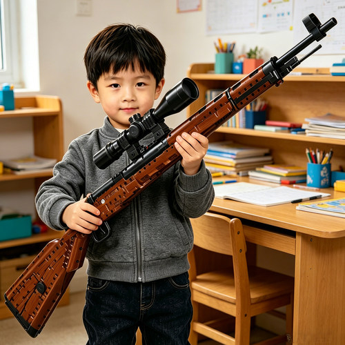 2026可连发射积木枪武器男孩玩具