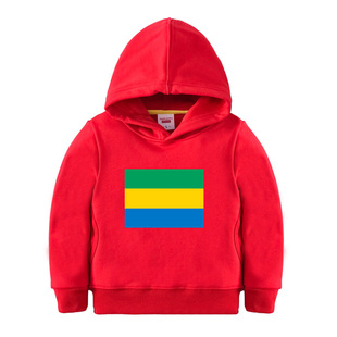 加蓬国旗卫衣男童女孩子中小学生运动会亲子装连帽服装外套幼儿园