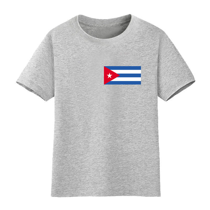 小学生服可以定做男女儿童短袖t恤古巴国旗衣服表演活动半袖纯棉