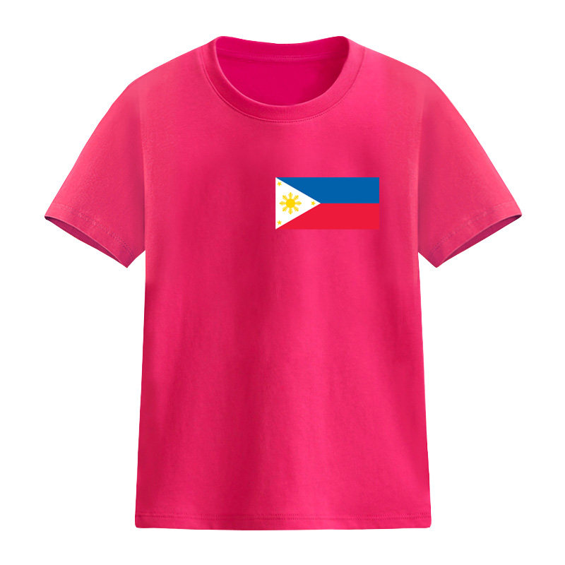纯棉小学生可以定做男女儿童短袖t恤菲律宾国旗衣服表演活动半袖