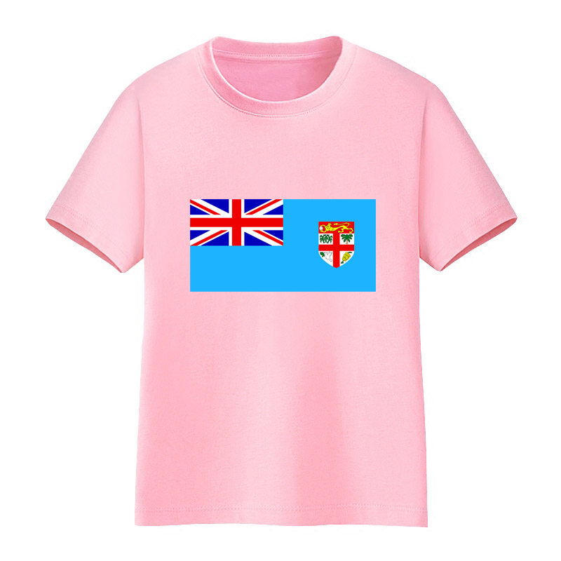 斐济国旗t恤男童短袖女儿童大中小学生班服运动会比赛球衣文化衫
