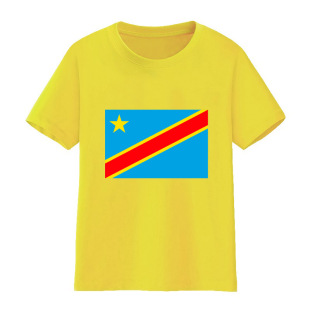 刚果金国旗T恤男童短袖女儿童大中小学生班服运动会比赛球衣少年