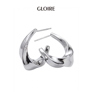 Gloire/古名S925银不规则耳环简约时尚素款小众耳钉ins