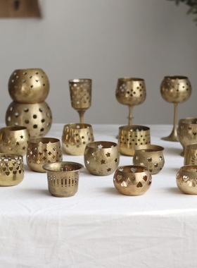 镂空西洋旧物花瓶黄铜二店摆件