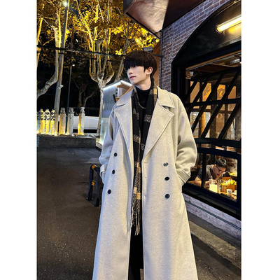 毛呢大衣男中长款过膝加长冬季