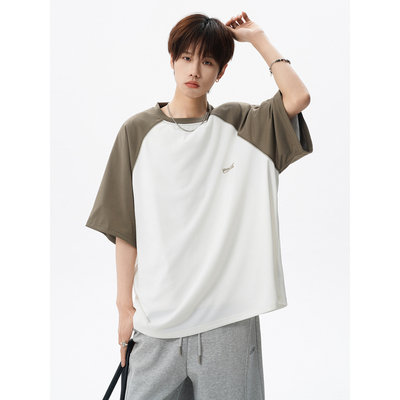 2026新款落肩插件秀短袖T恤男夏季潮牌青年情侣学生宽松半袖体恤