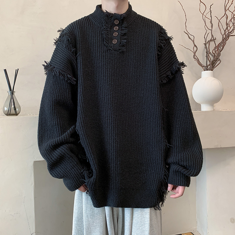 半高领毛衣男宽松加厚百搭简约